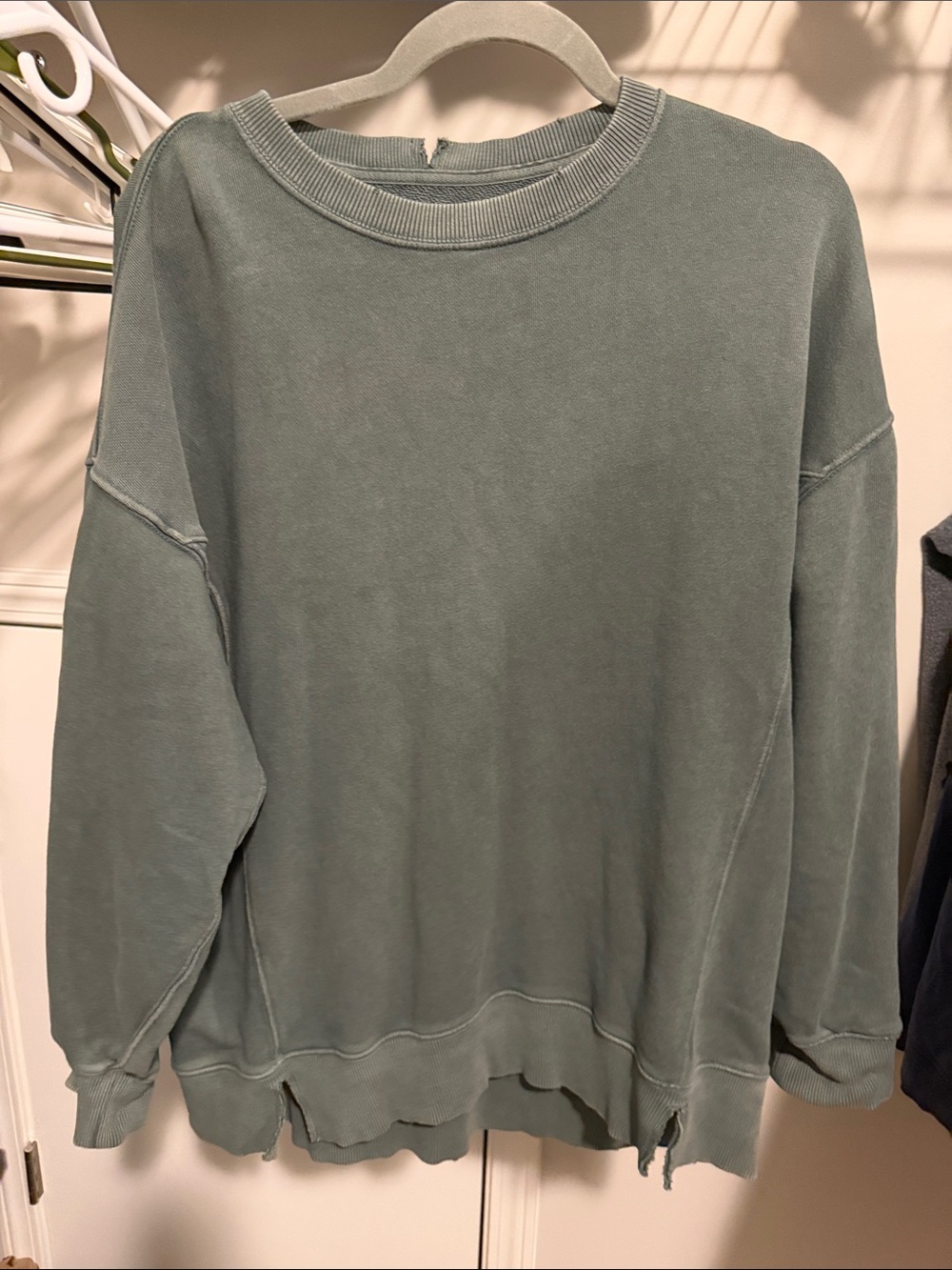 aerie Washed Sage Green Crewneck Sweater Oversized - Picture 2 of 6